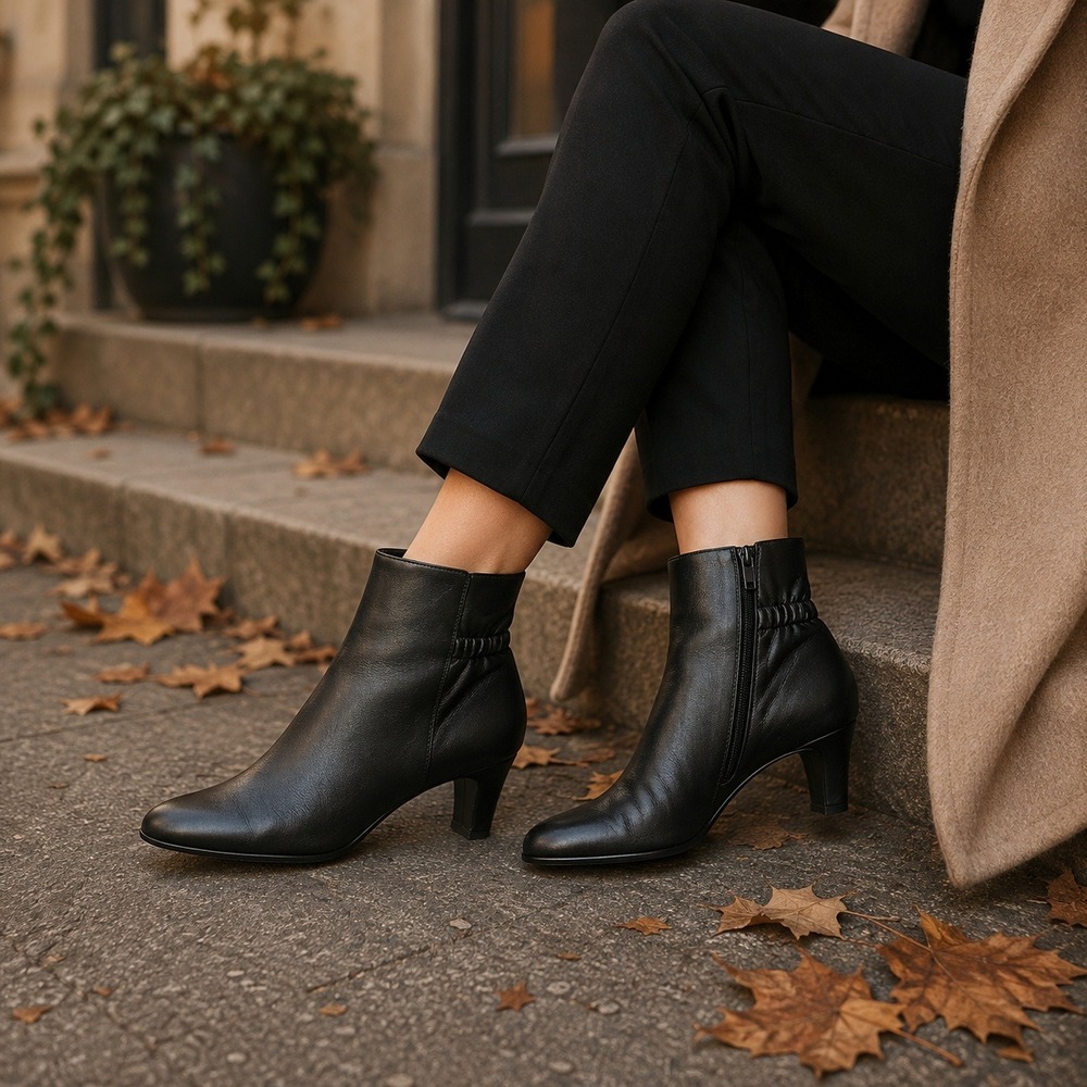 AGL Attilio Giusti Leombruni Black Leather Ankle Boots Side Zip EU 40 US 9.5